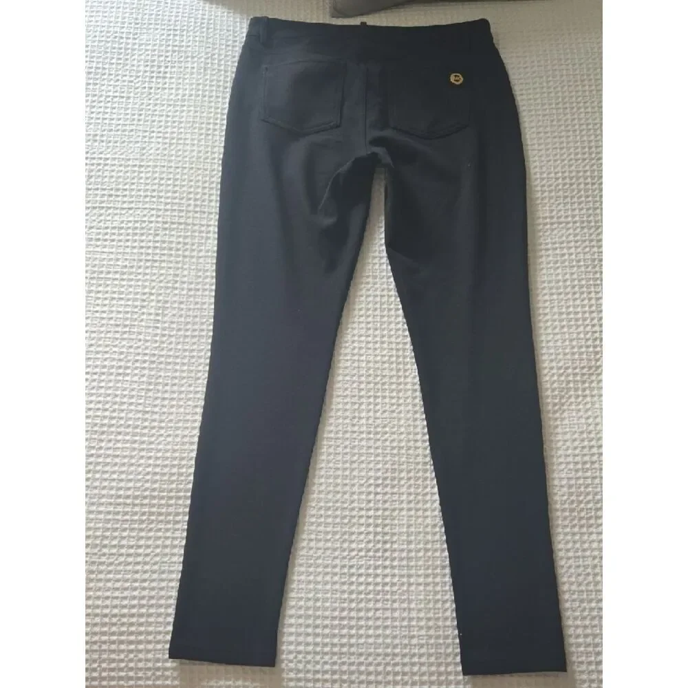 Michael Kors Black Leggings with Gold Logo Button